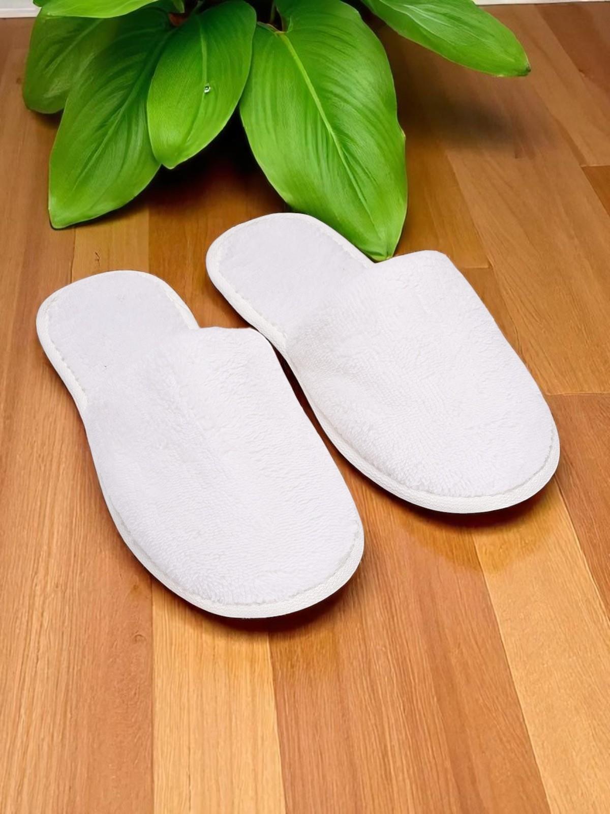 DreamSoft Lüks Kadife Ev Terliği – Kaymaz İnce Taban Beyaz - Ender Home