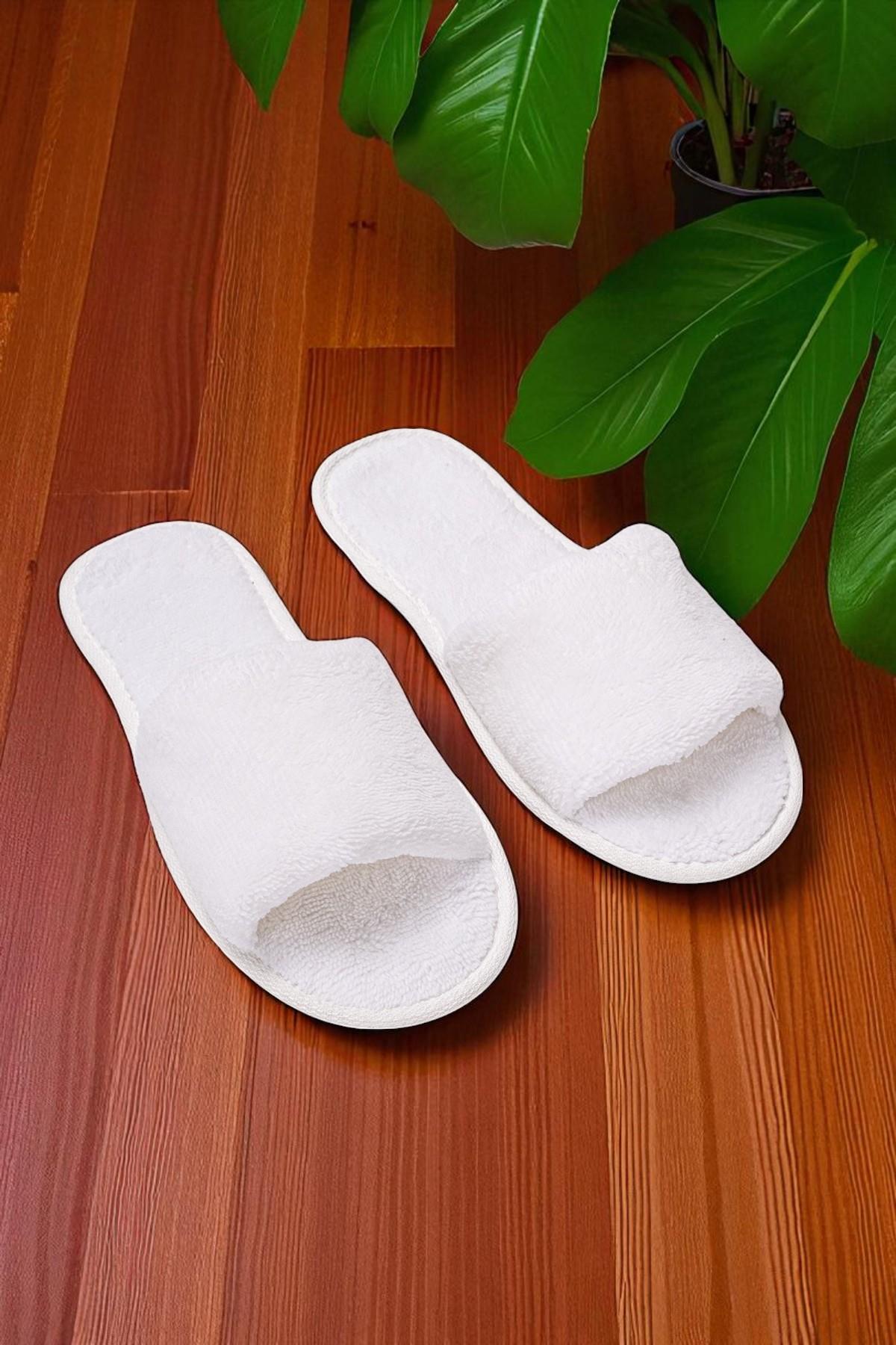 DreamSoft Lüks Kadife Ev Terliği – Kaymaz İnce Taban Beyaz - Ender Home