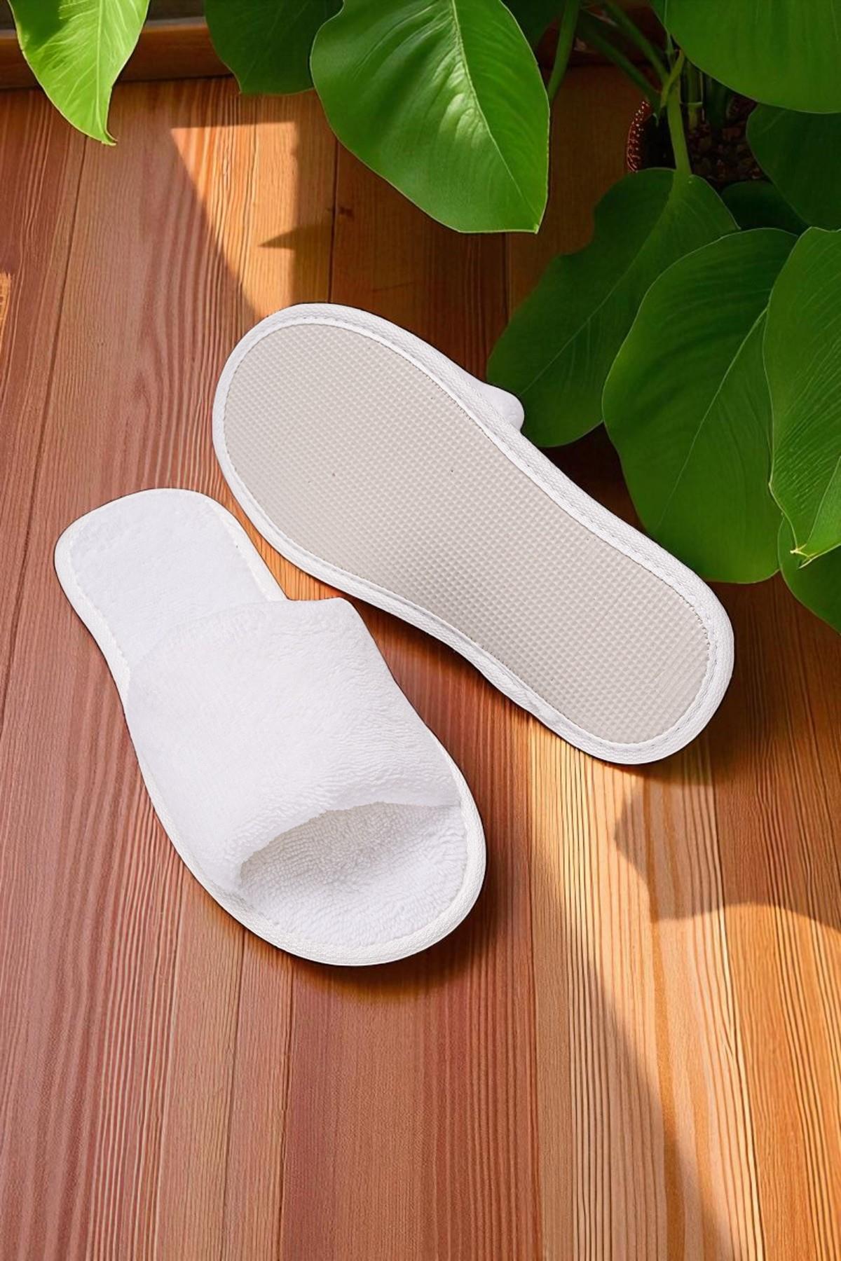 DreamSoft Lüks Kadife Ev Terliği – Kaymaz İnce Taban Beyaz - Ender Home