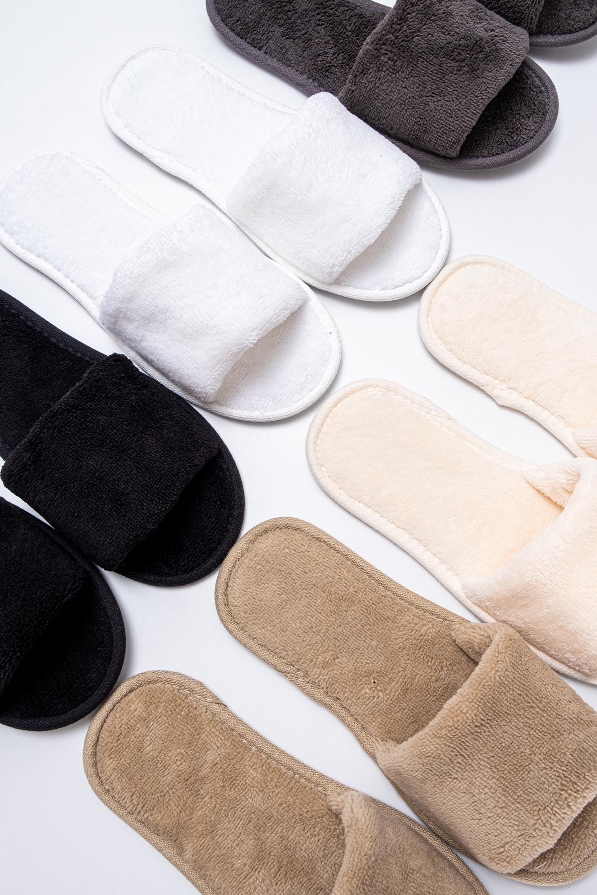 DreamSoft Lüks Kadife Ev Terliği – Kaymaz İnce Taban Beyaz - Ender Home