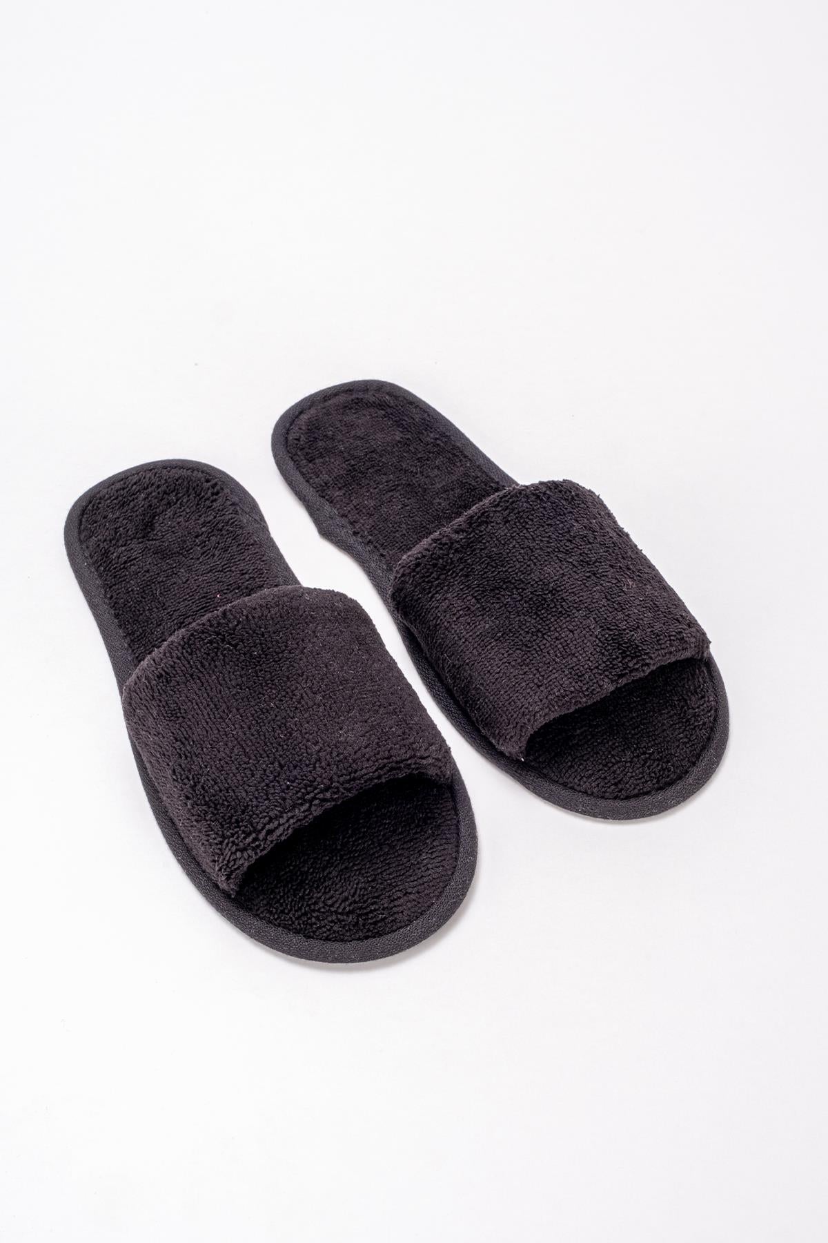 DreamSoft Lüks Kadife Ev Terliği – Kaymaz İnce Taban Siyah - Ender Home