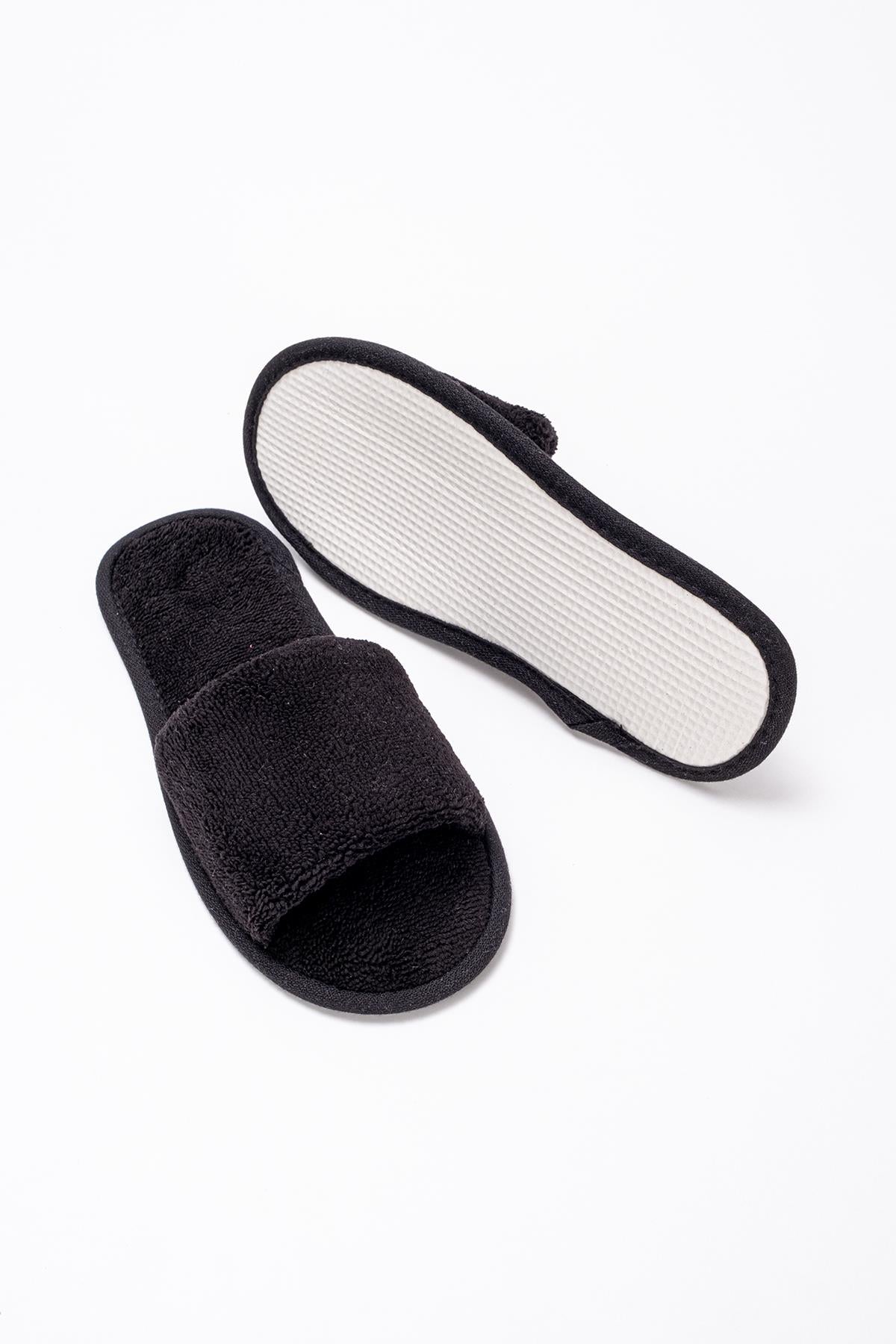 DreamSoft Lüks Kadife Ev Terliği – Kaymaz İnce Taban Siyah - Ender Home