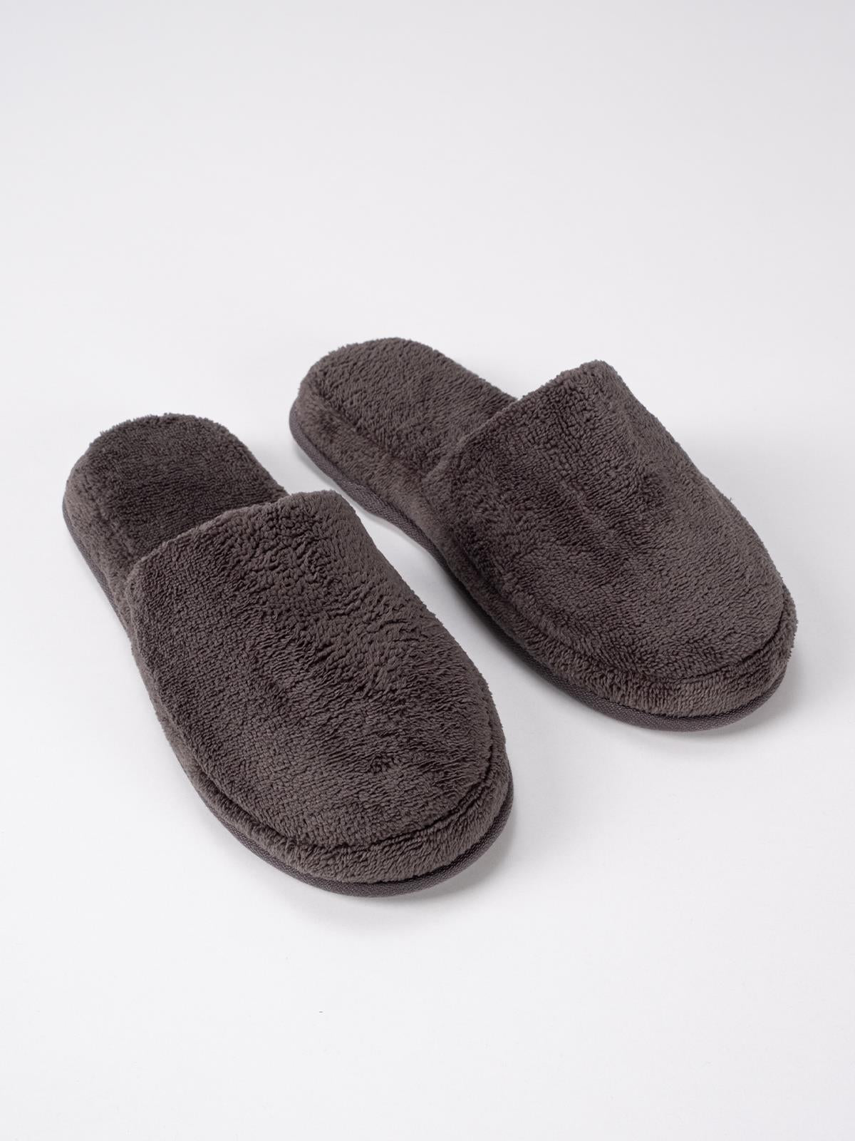 DreamSoft Lüks Kadife Ev Terliği – Kaymaz Kalın Taban Antrasit - Ender Home