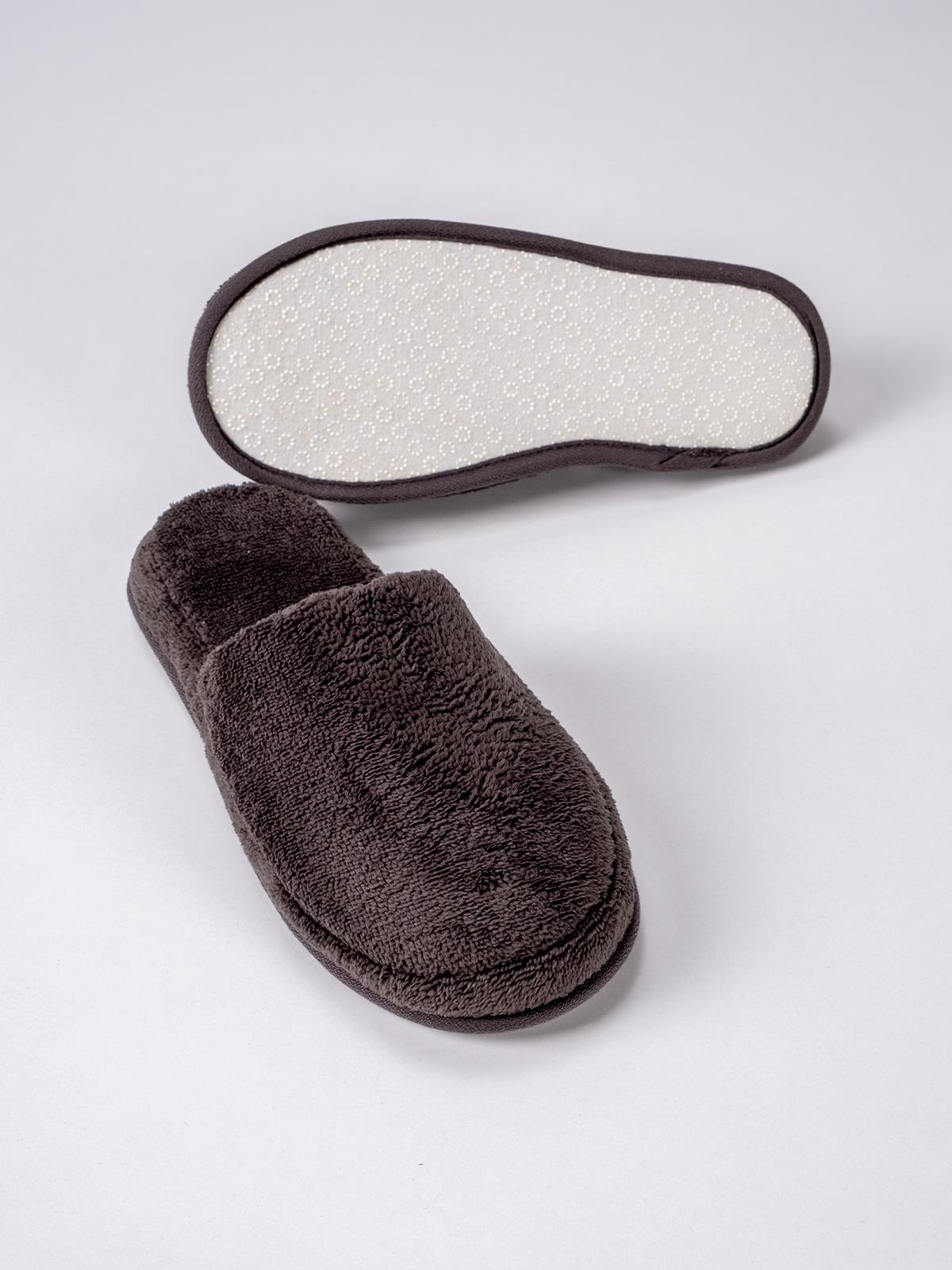 DreamSoft Lüks Kadife Ev Terliği – Kaymaz Kalın Taban Antrasit - Ender Home