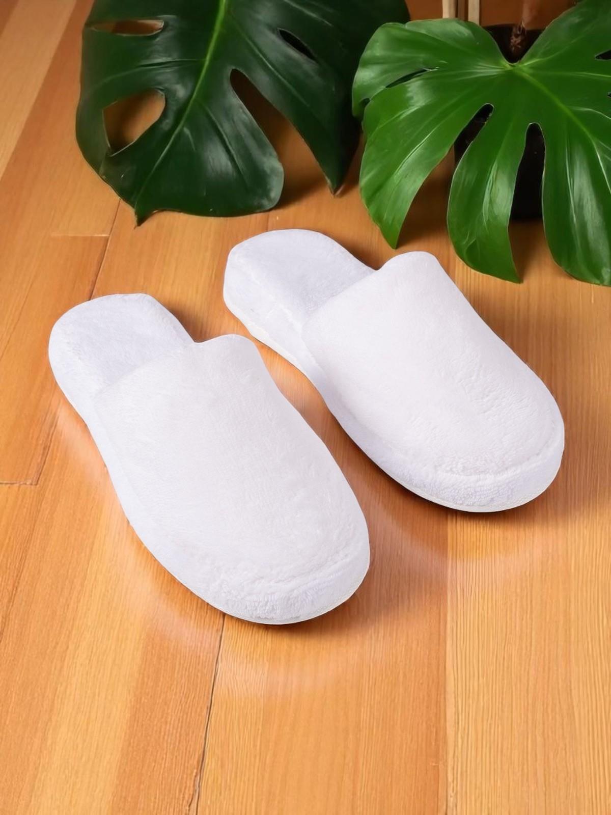 DreamSoft Lüks Kadife Ev Terliği – Kaymaz Kalın Taban Beyaz - Ender Home