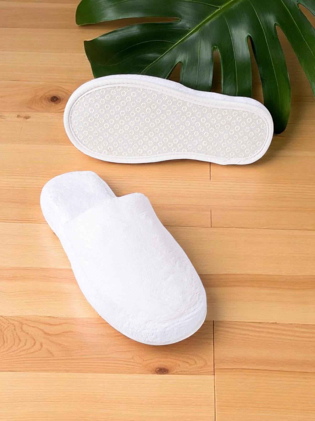 DreamSoft Lüks Kadife Ev Terliği – Kaymaz Kalın Taban Beyaz - Ender Home