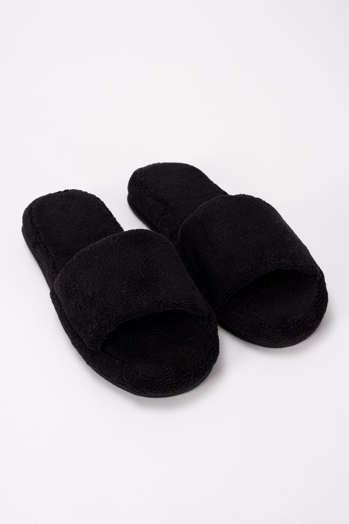 DreamSoft Lüks Kadife Ev Terliği – Kaymaz Kalın Taban Siyah - Ender Home