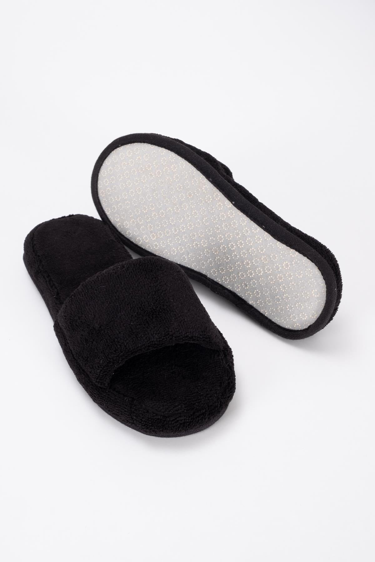 DreamSoft Lüks Kadife Ev Terliği – Kaymaz Kalın Taban Siyah - Ender Home