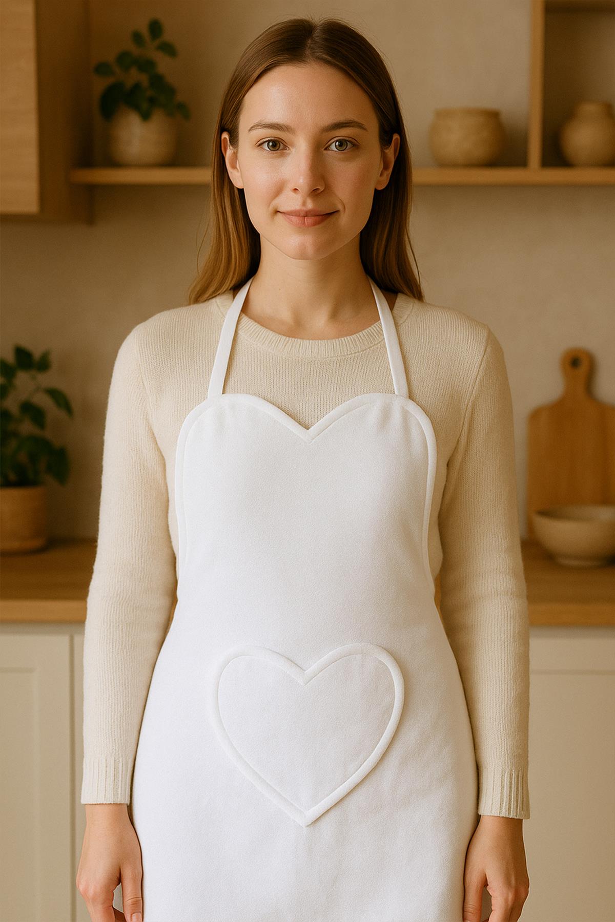 DreamSoft Mutfak Önlüğü – Kadife Beyaz - Ender Home