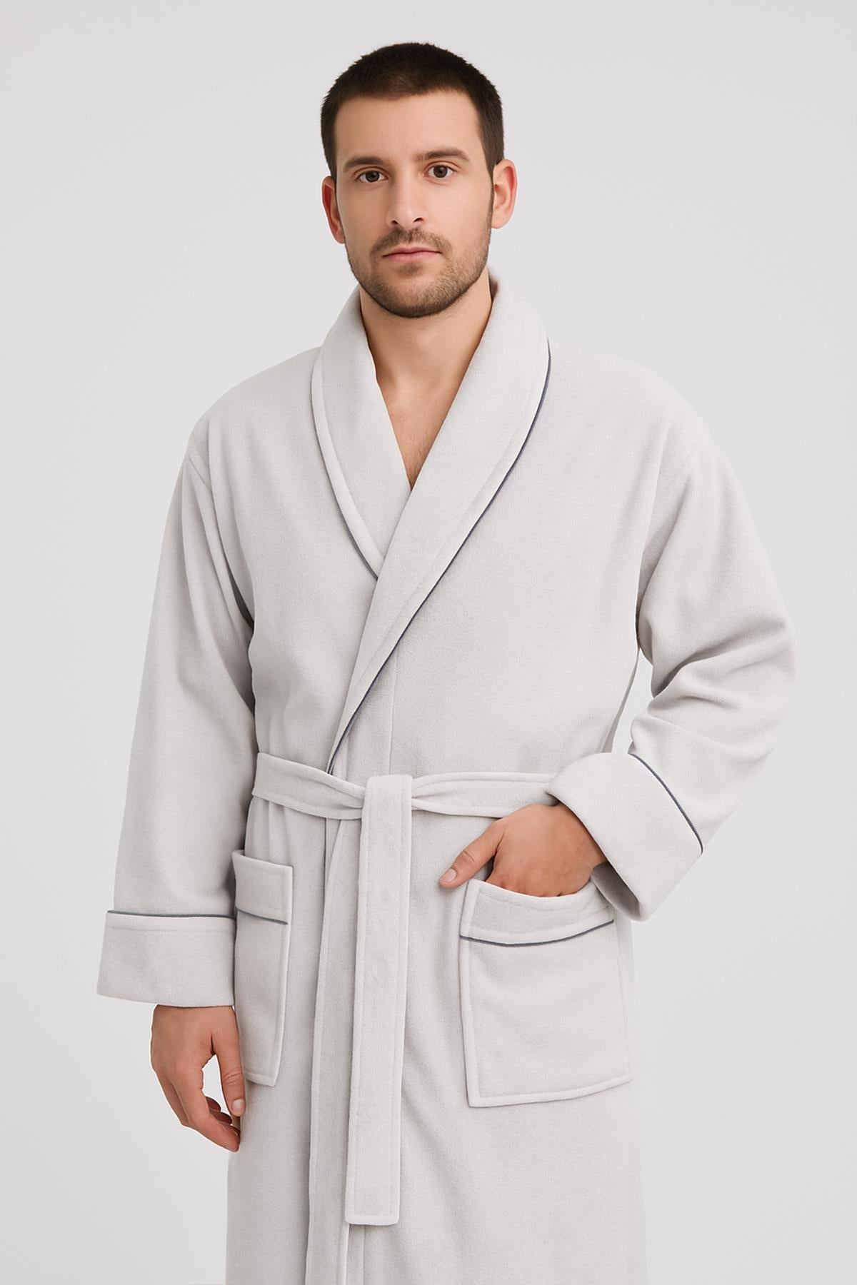 VelourTouch Şalyaka Bornoz – %100 Pamuk , Kadife , L/XL - Ender Home