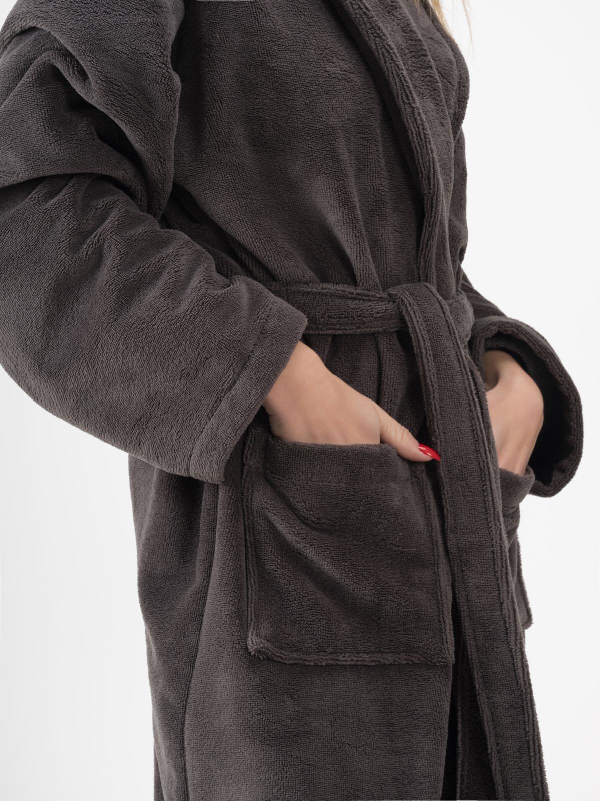 DreamSoft Şalyaka Bornoz – Kadife, Unisex Antrasit - Ender Home