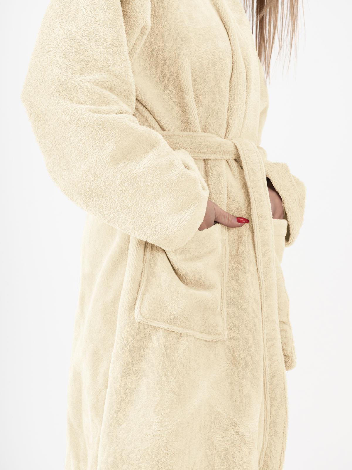 DreamSoft Şalyaka Bornoz – Kadife, Unisex Krem - Ender Home