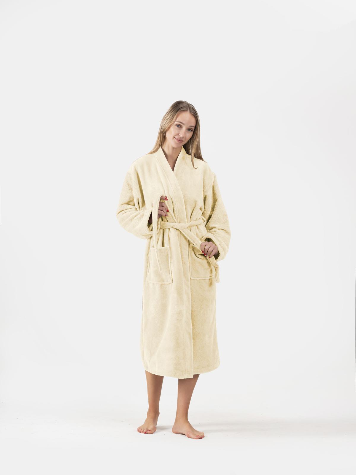 DreamSoft Şalyaka Bornoz – Kadife, Unisex Krem - Ender Home