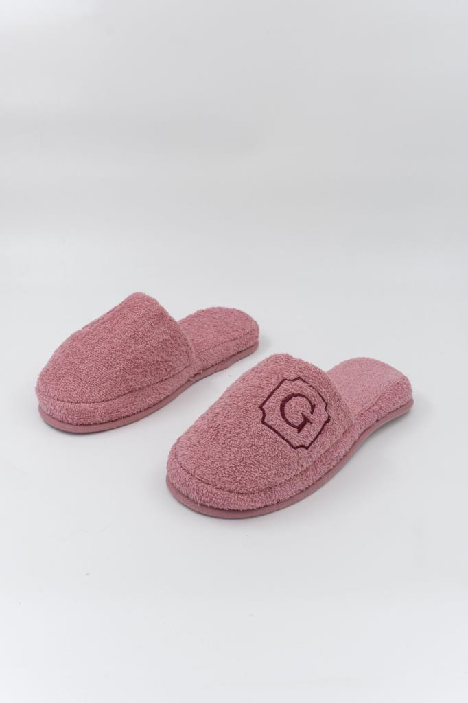 G Harf Nakışlı Banyo Ve Ev Havlu Terliği – %100 Pamuk Kaymaz Kalın Taban - Ender Home