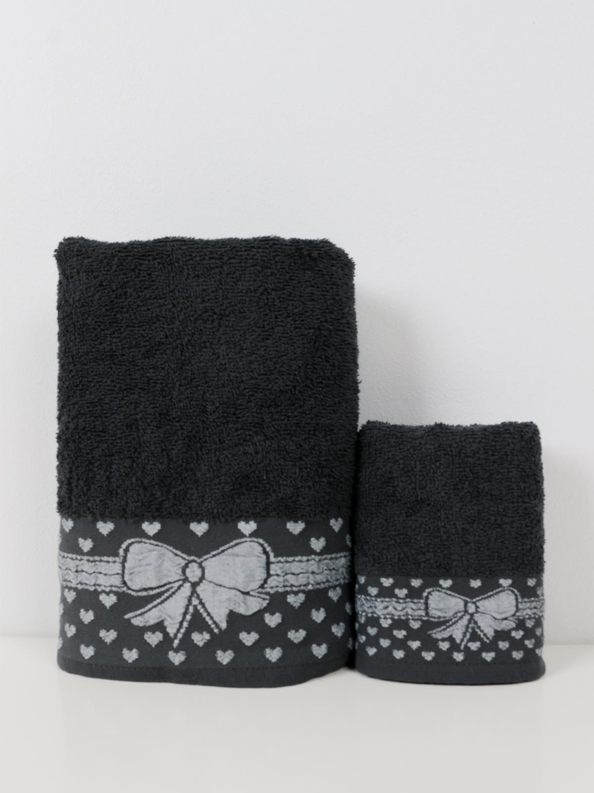 Gift El & Yüz Havlusu – 2’li, %100 Pamuk 30x50 cm ve 50x90 Cm Antrasit - Ender Home