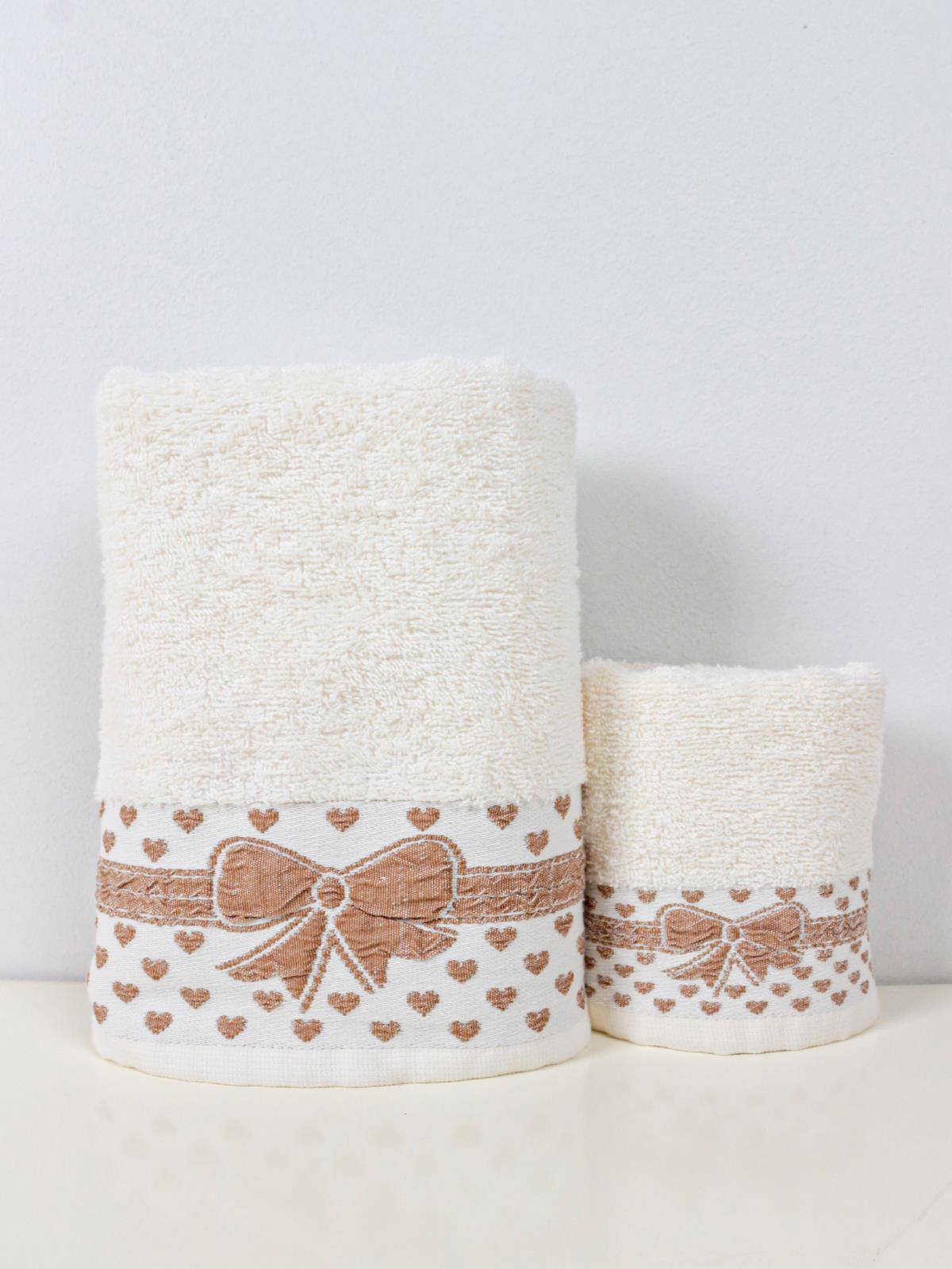 Gift El & Yüz Havlusu – 2’li, %100 Pamuk 30x50 cm ve 50x90 Cm Ekru - Ender Home