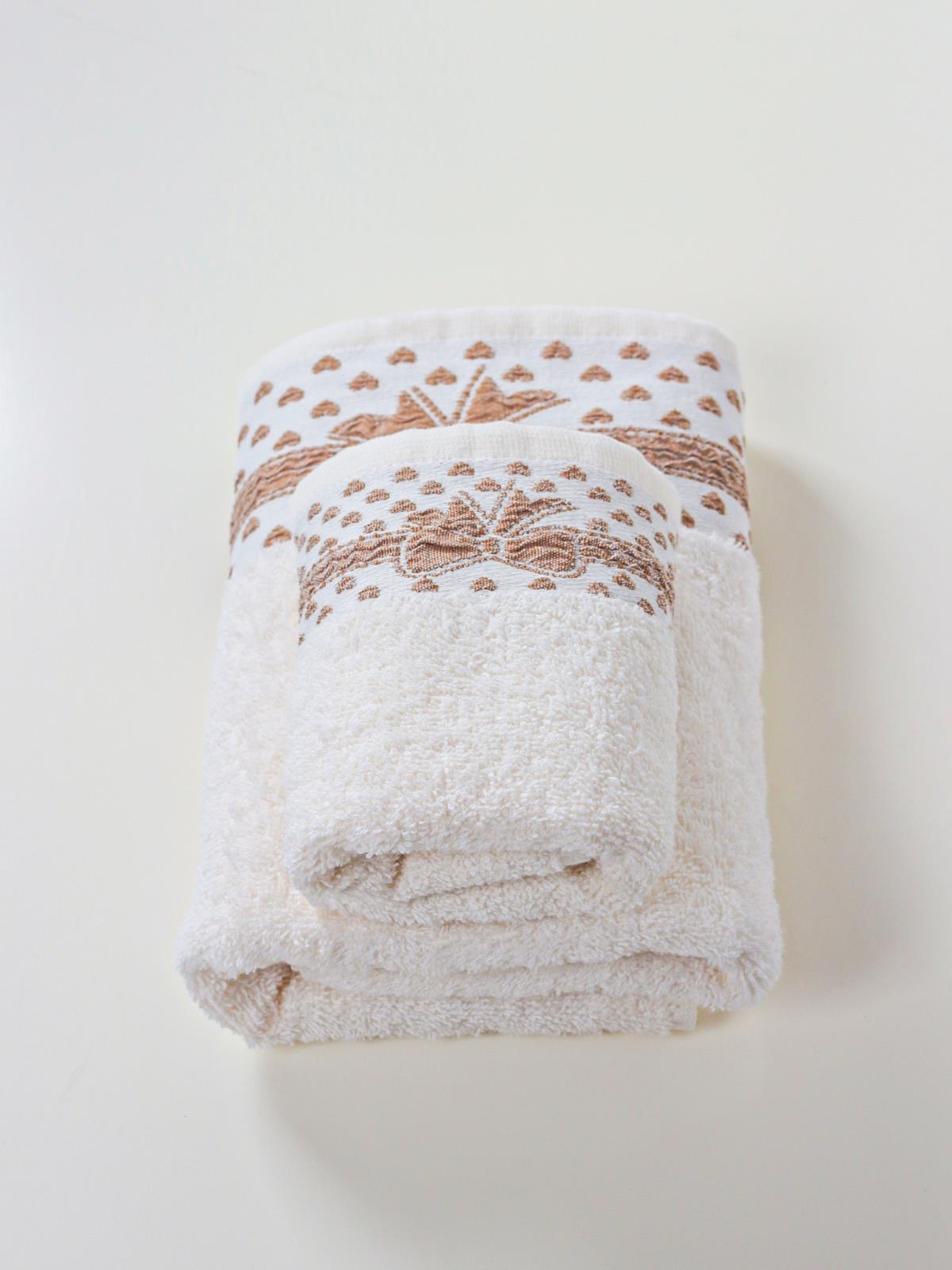 Gift El & Yüz Havlusu – 2’li, %100 Pamuk 30x50 cm ve 50x90 Cm Ekru - Ender Home