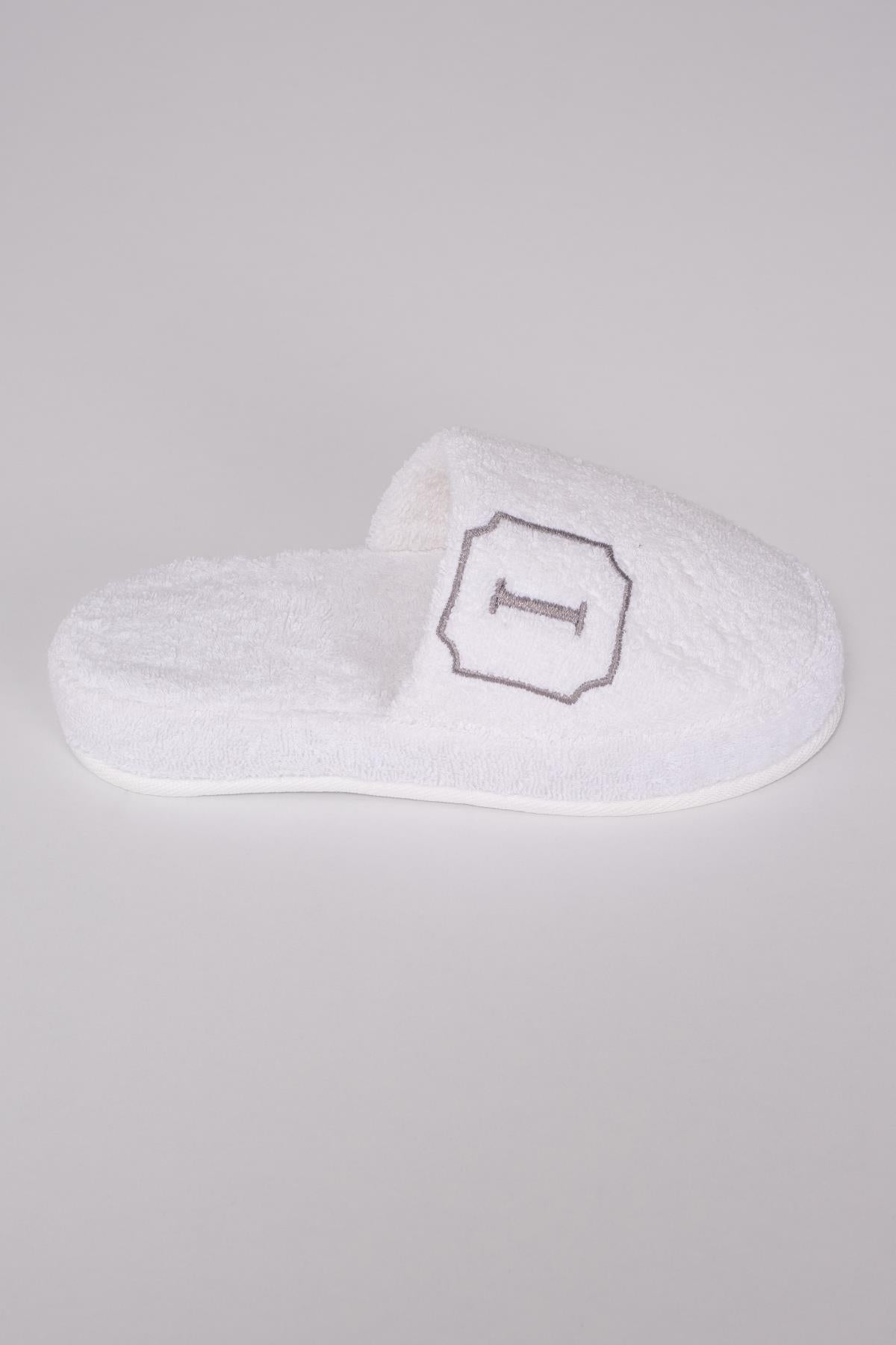 I Harf Nakışlı Banyo Ve Ev Havlu Terliği – %100 Pamuk Kaymaz Kalın Taban - Ender Home