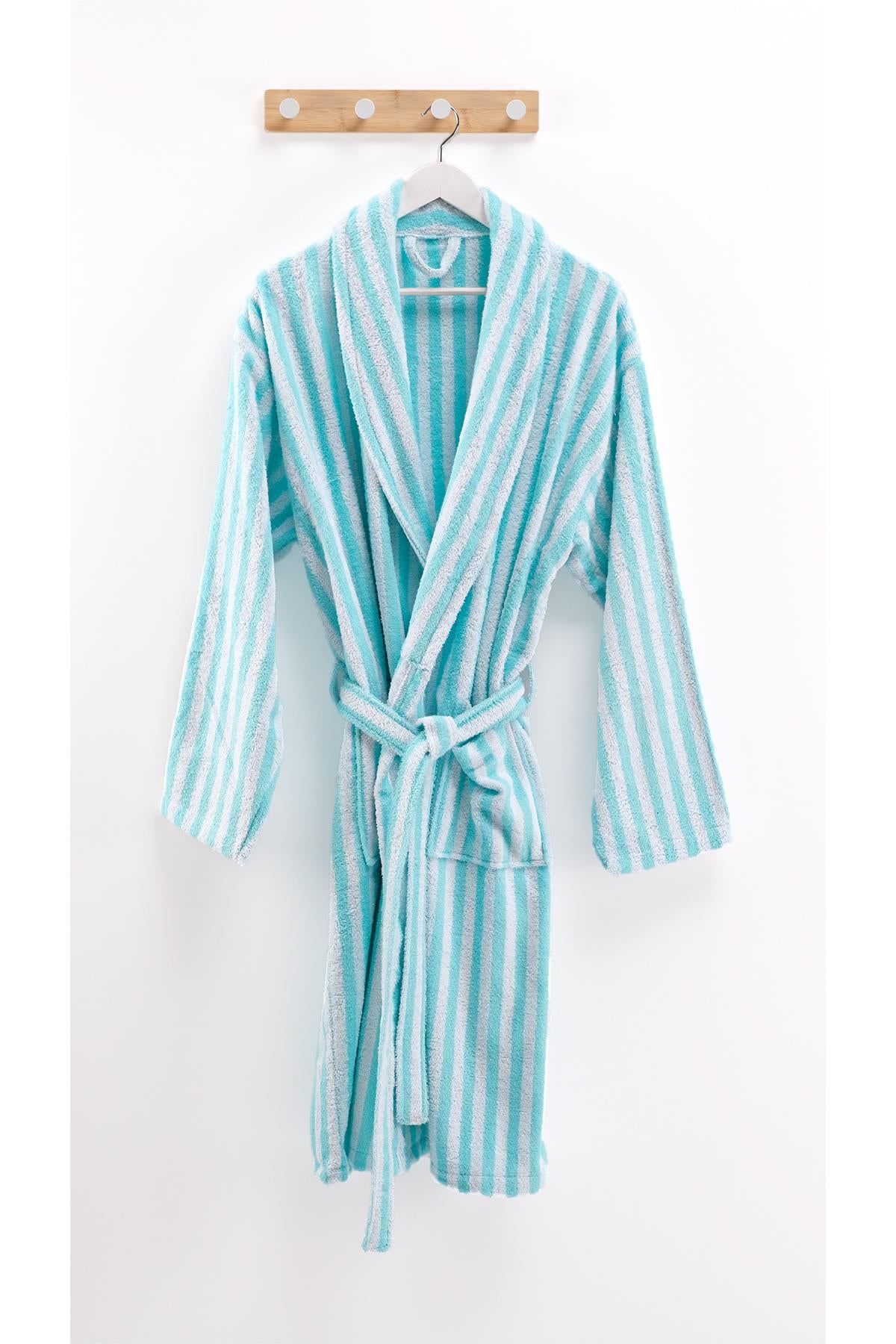 CottonVerse İplik Boyalı Şalyaka Bornoz - %100 Pamuk , Unisex - Ender Home