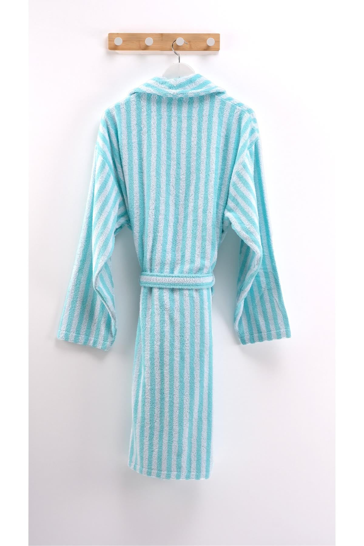 CottonVerse İplik Boyalı Şalyaka Bornoz - %100 Pamuk , Unisex - Ender Home