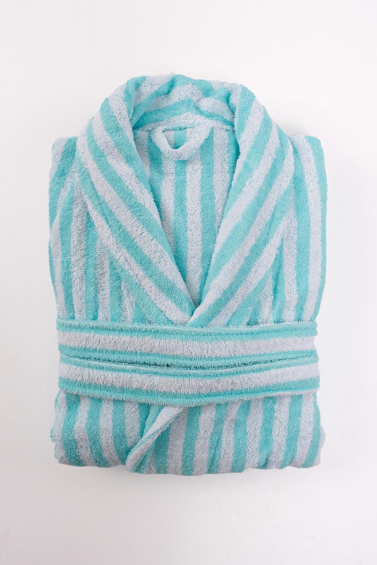 CottonVerse İplik Boyalı Şalyaka Bornoz - %100 Pamuk , Unisex - Ender Home