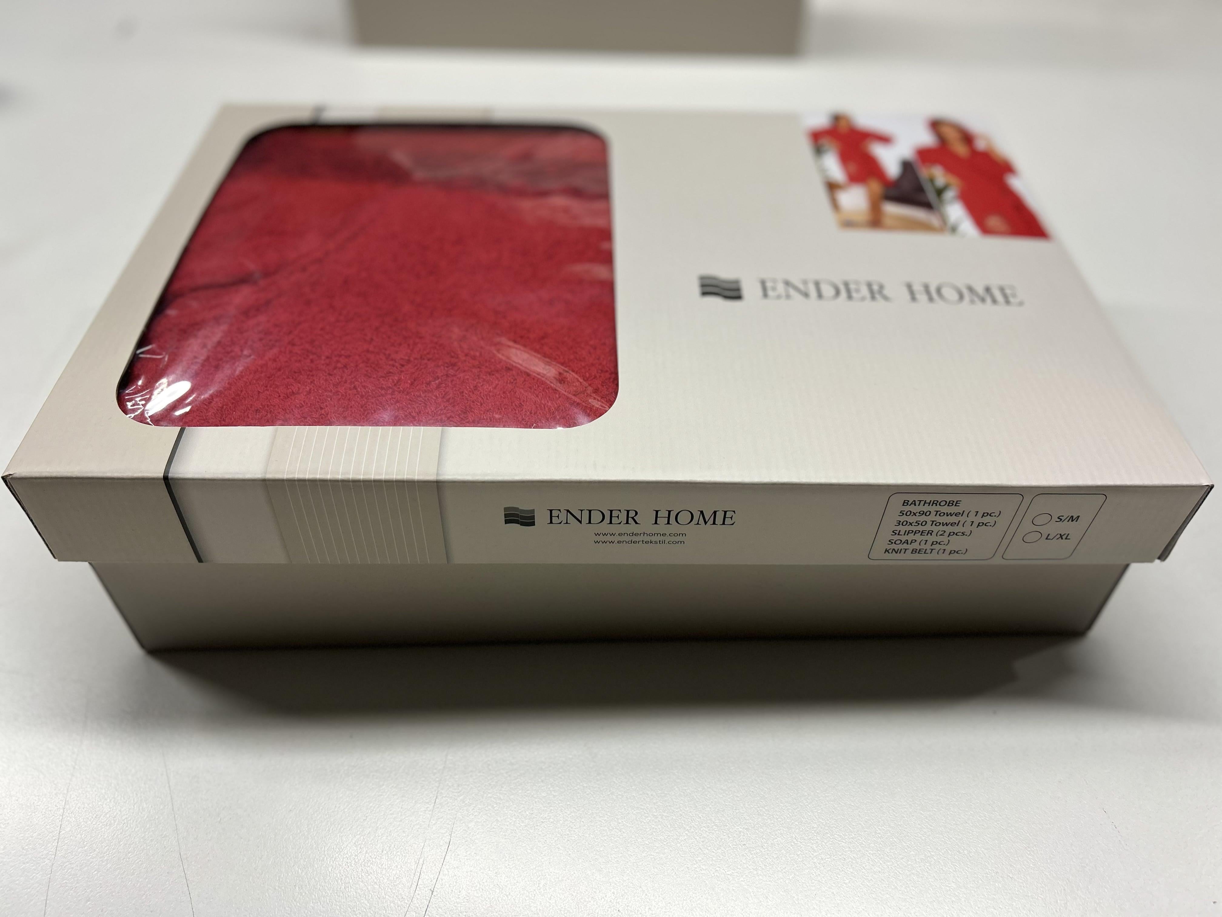 Kelebek Gelin Bornoz Set 5 Parça Dantelli Çeyizlik Takım Kırmızı - Ender Home