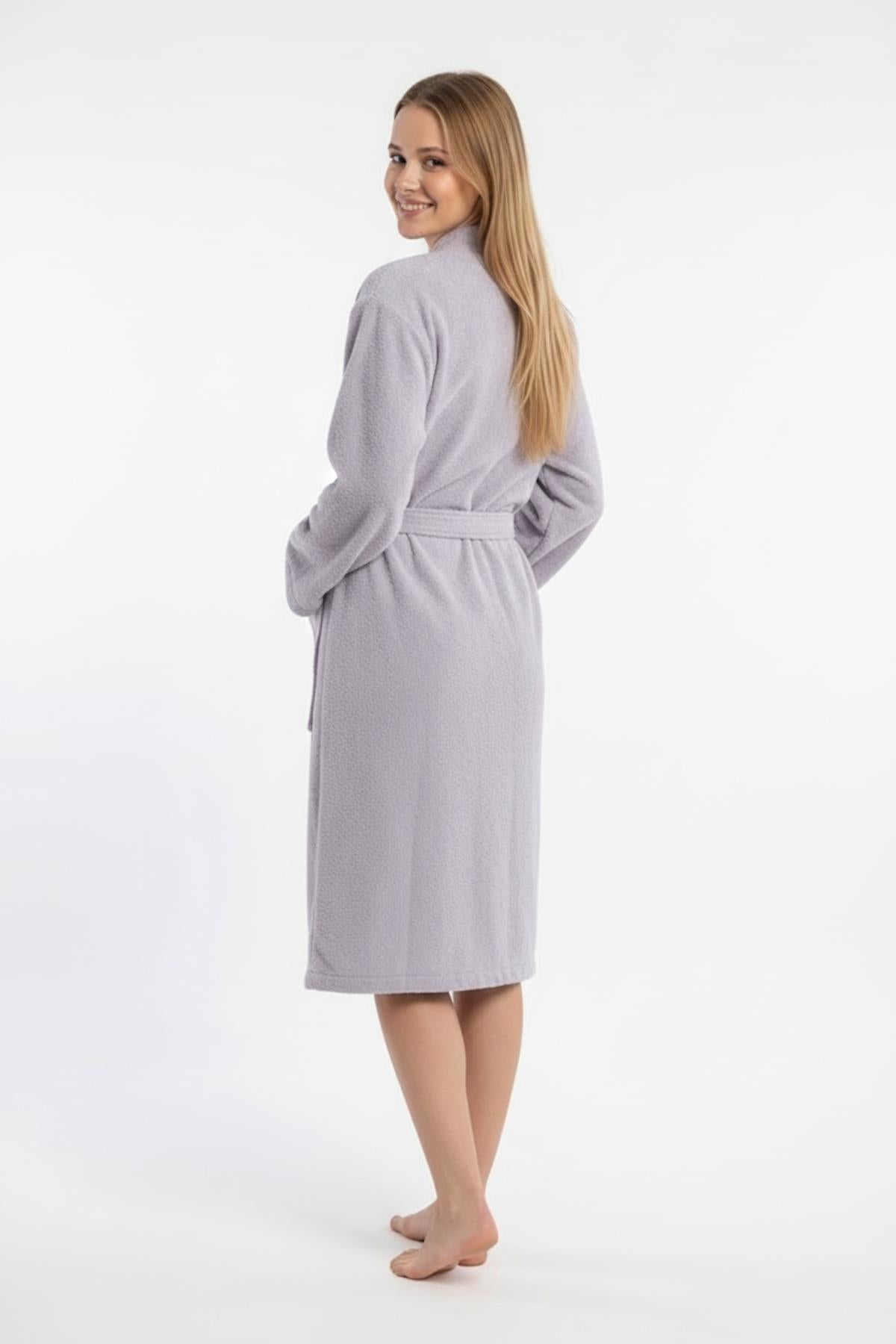Kimono Bornoz %100 Pamuk Unisex Açık Gri - Ender Home