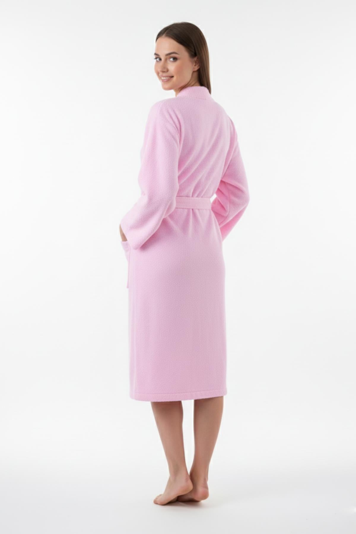 Kimono Bornoz %100 Pamuk Unisex Açık Pembe - Ender Home