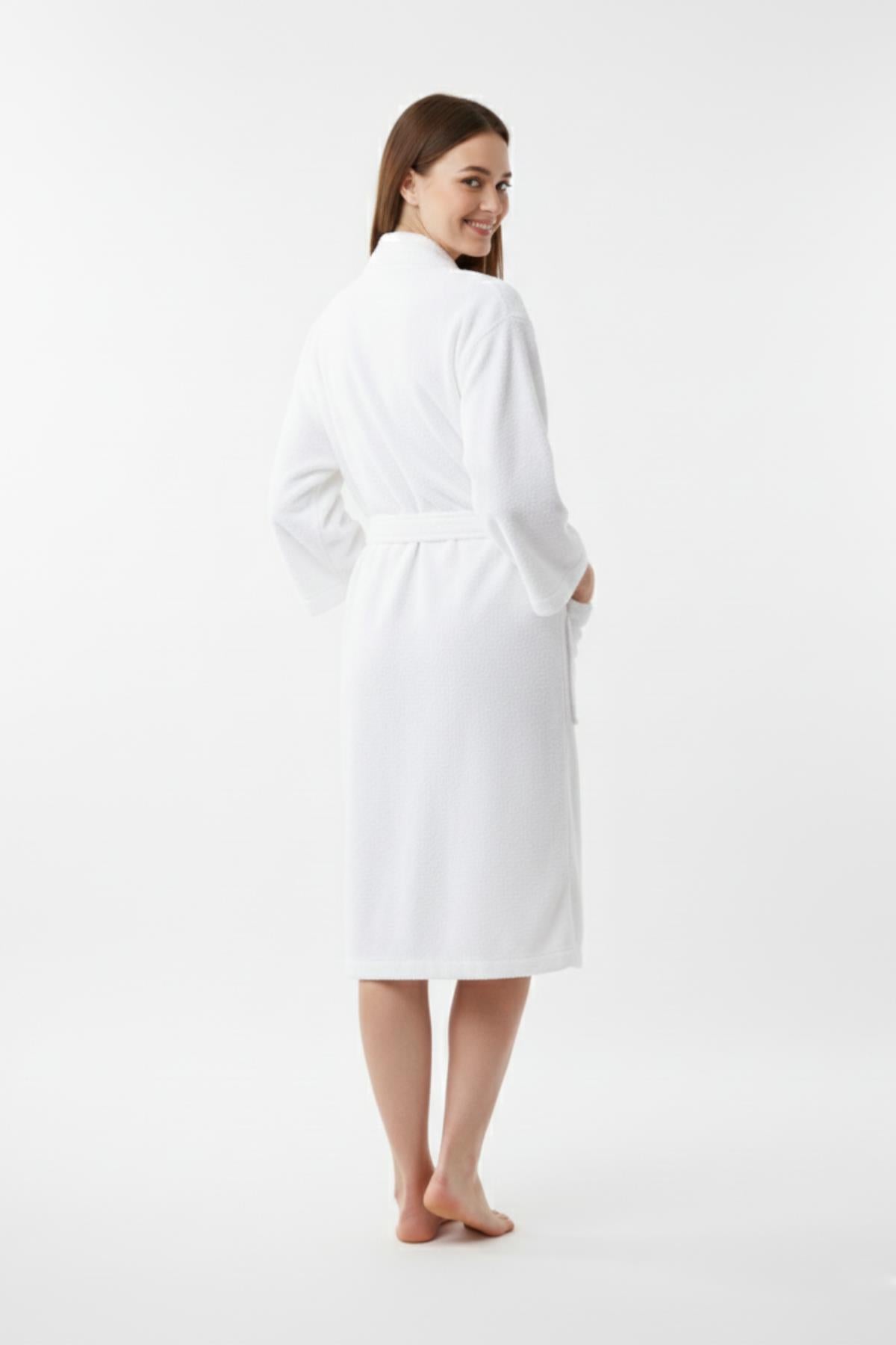 Kimono Bornoz %100 Pamuk Unisex Beyaz - Ender Home