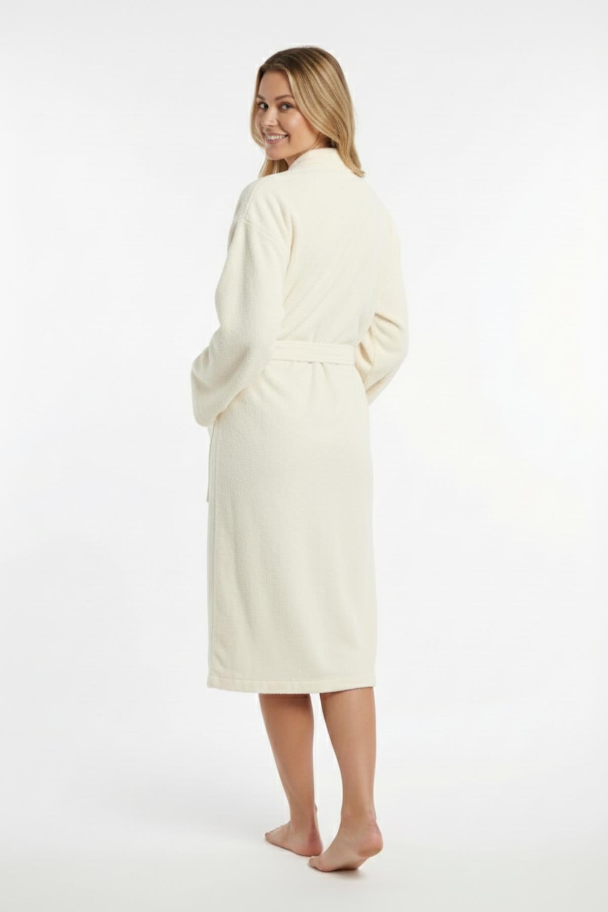 Kimono Bornoz %100 Pamuk Unisex Ekru - Ender Home