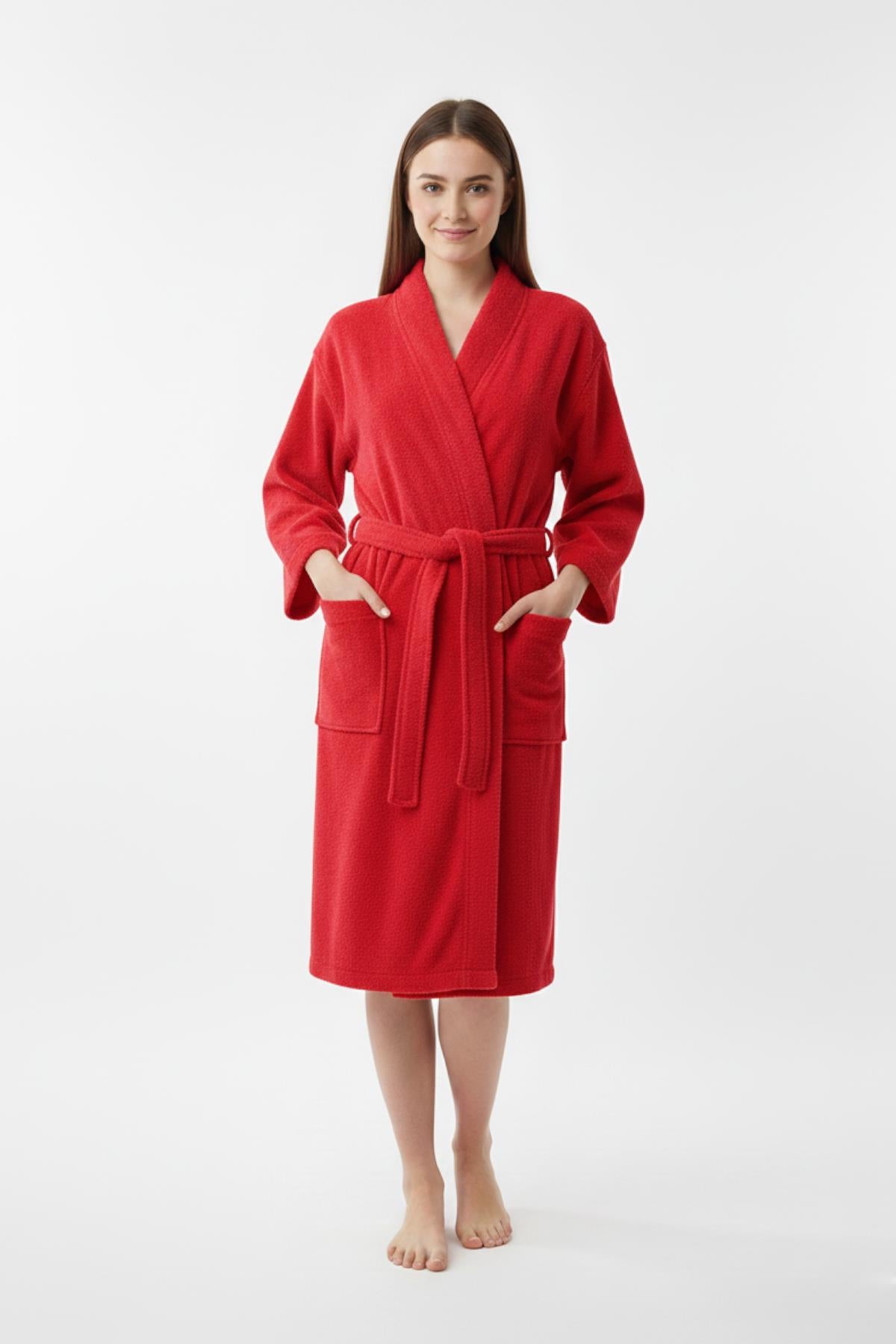 Kimono Bornoz %100 Pamuk Unisex Kırmızı - Ender Home