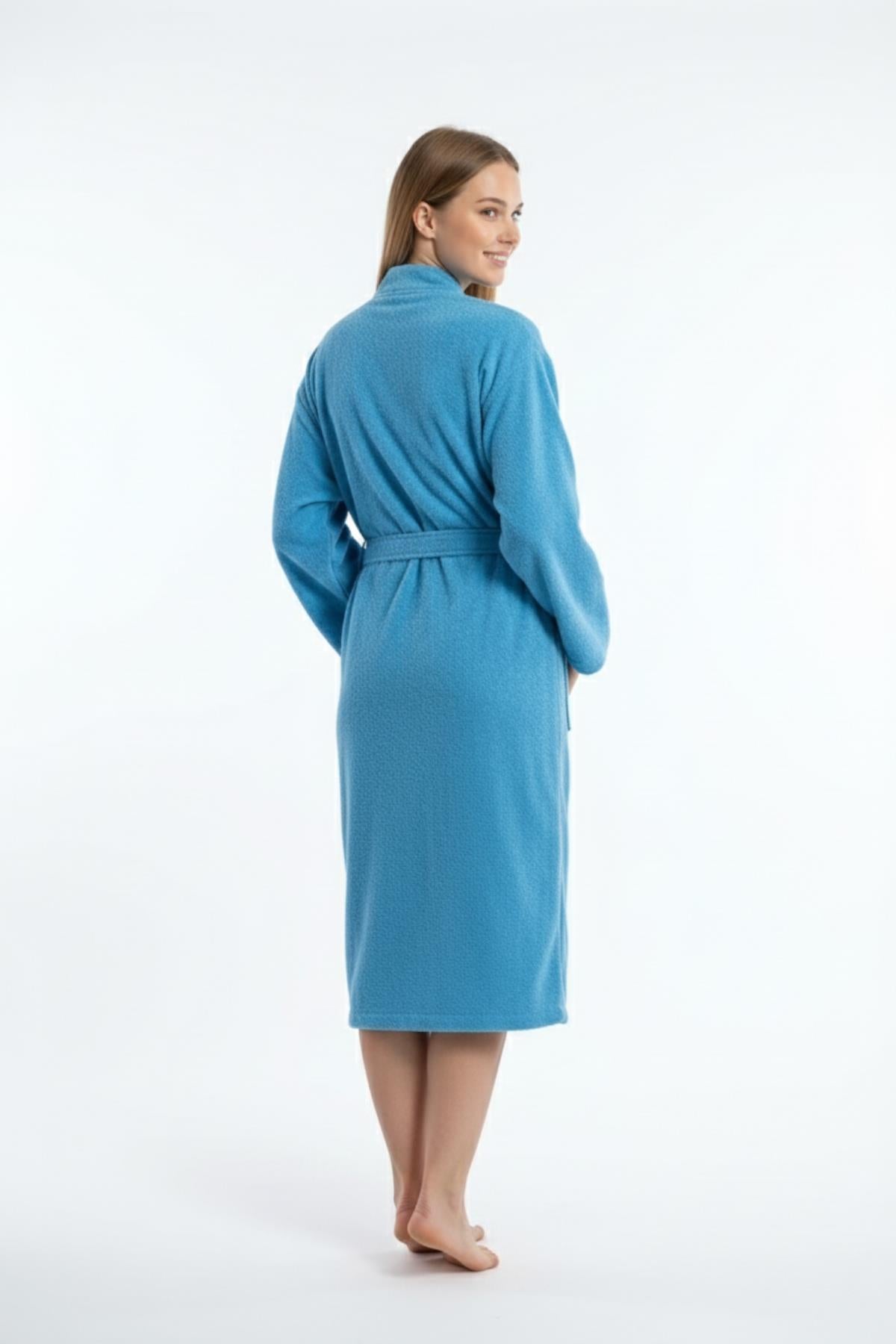 Kimono Bornoz %100 Pamuk Unisex Mavi - Ender Home