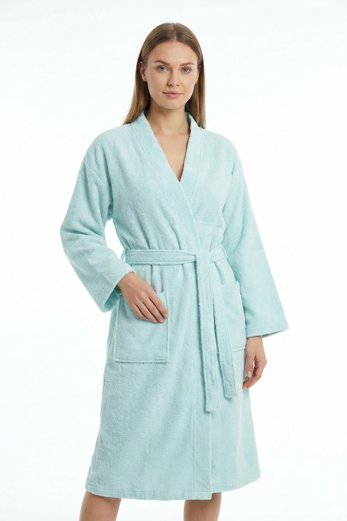 Kimono Bornoz %100 Pamuk Unisex Mint - Ender Home