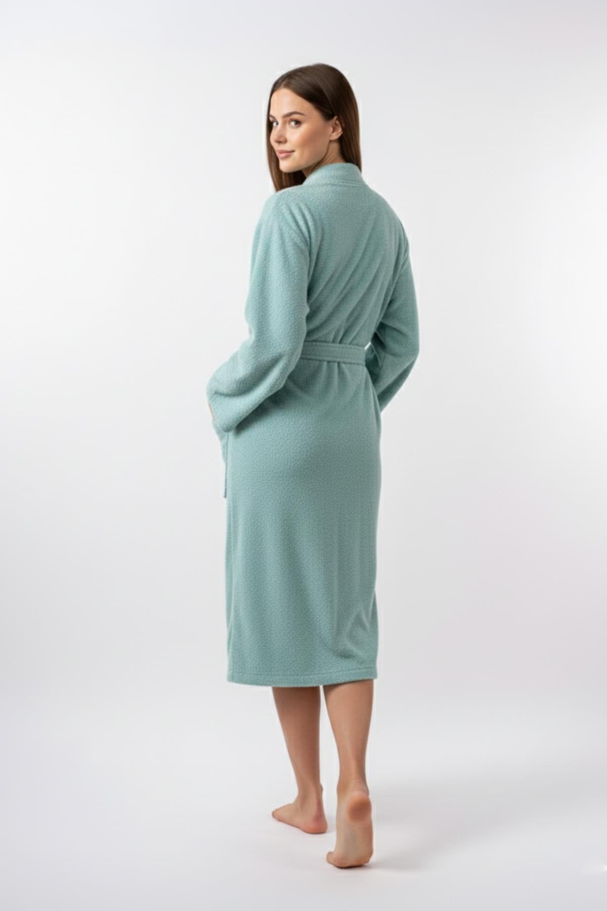 Kimono Bornoz %100 Pamuk Unisex Su Yeşili - Ender Home