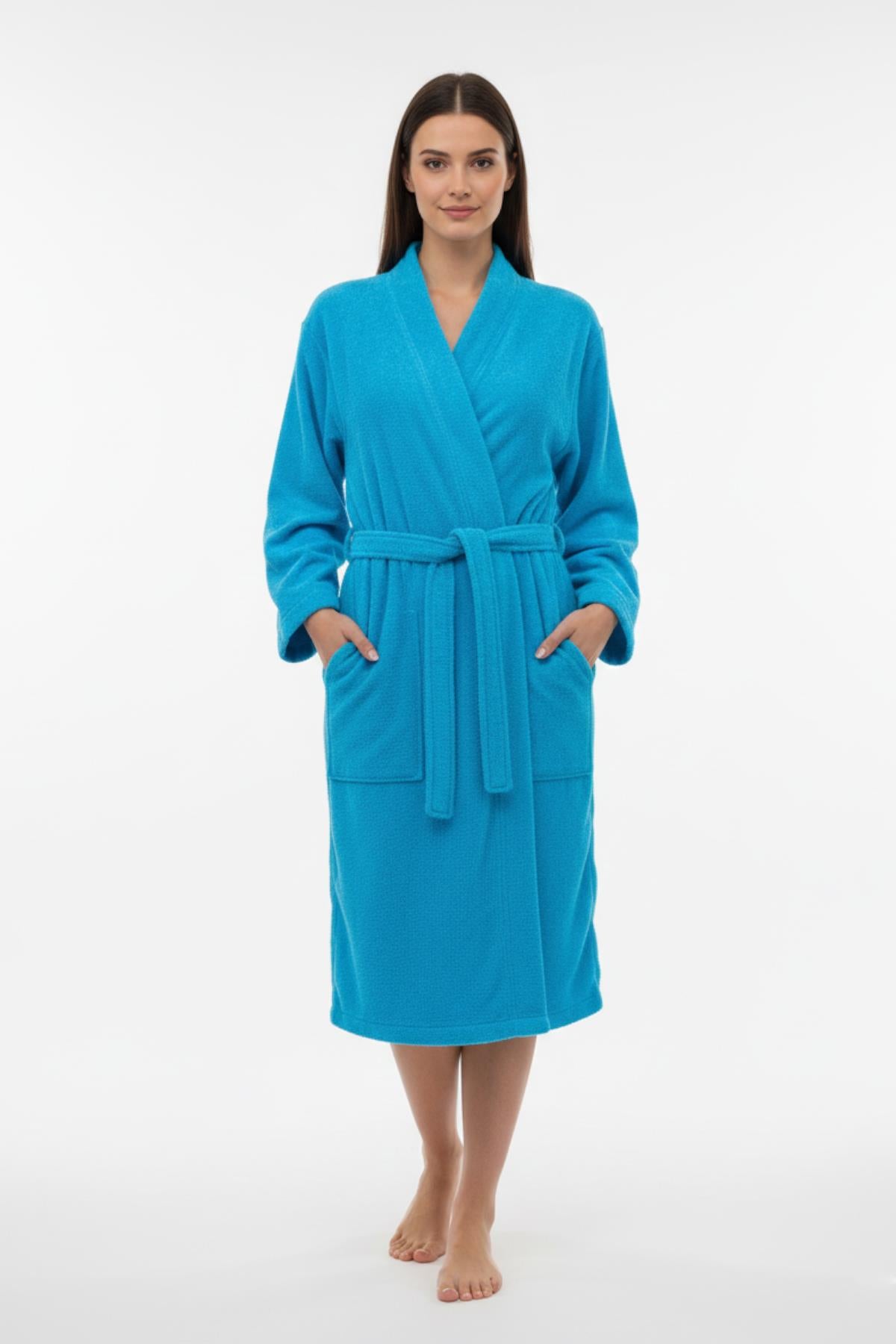 Kimono Bornoz %100 Pamuk Unisex Turkuaz - Ender Home