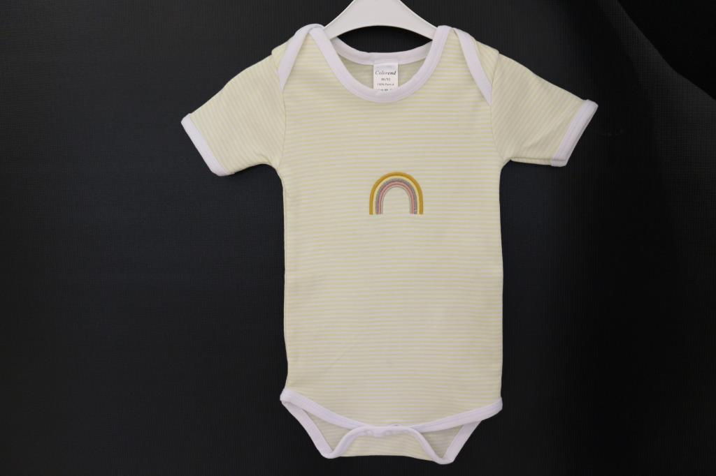 Kısa Kollu Bebek Body Zıbın – Pamuklu Yumuşak ve Konforlu Sarı - Ender Home