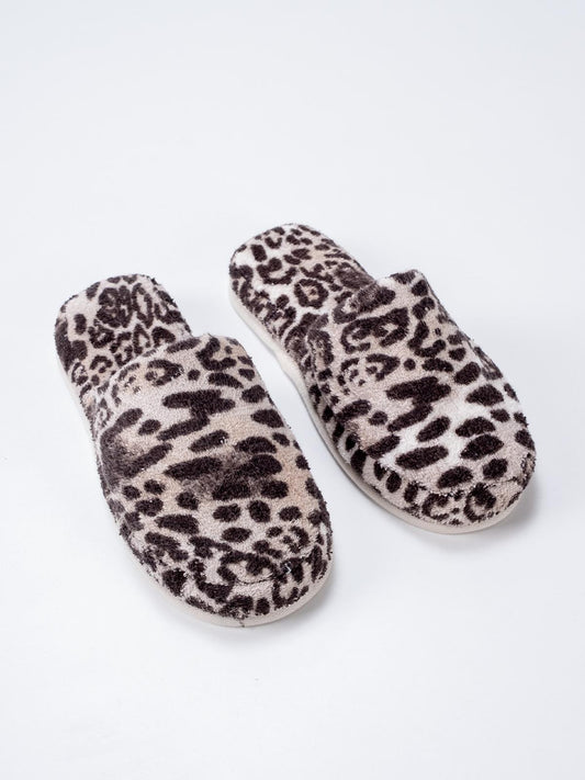 Leopar Baskılı Havlu Terlik %100 Pamuk Unisex