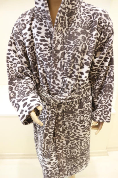 Leopar Desen Kapşonlu %100 Pamuk Bornoz – Unisex Genç Model