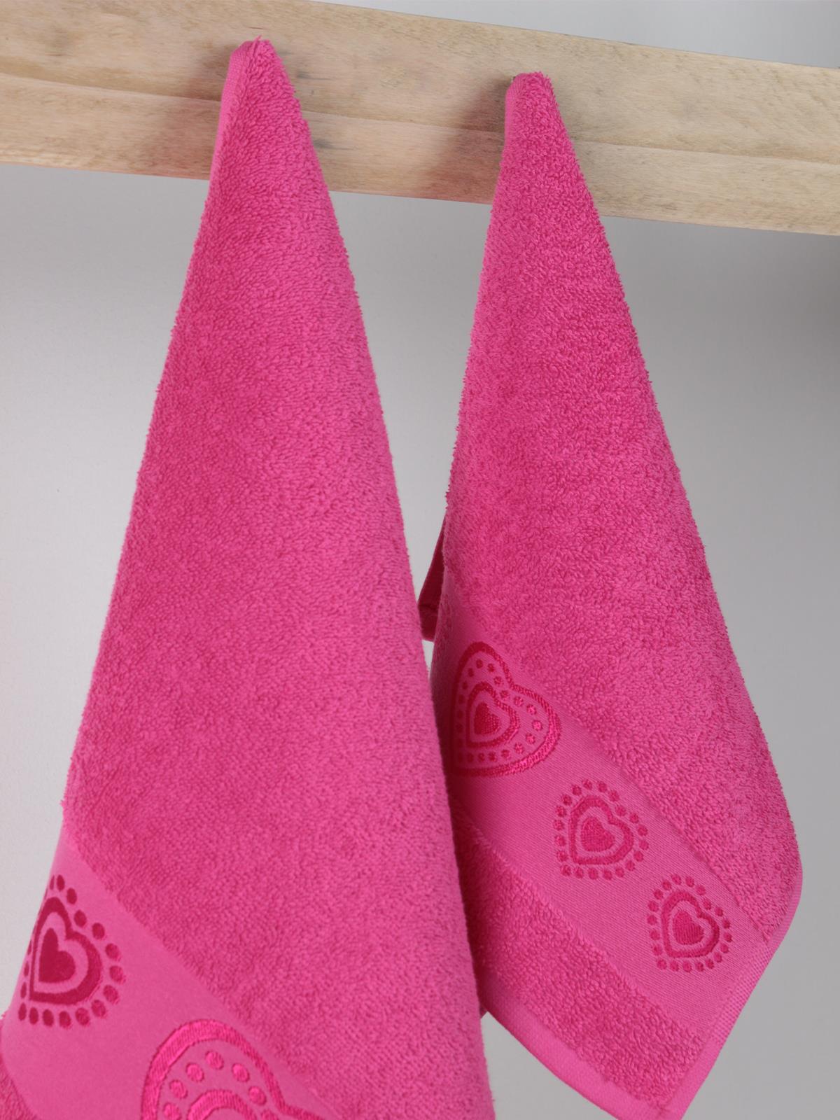 Love El & Yüz Havlusu – 2’li, %100 Pamuk 30x50 Cm ve 50x90 Cm Fuşya - Ender Home