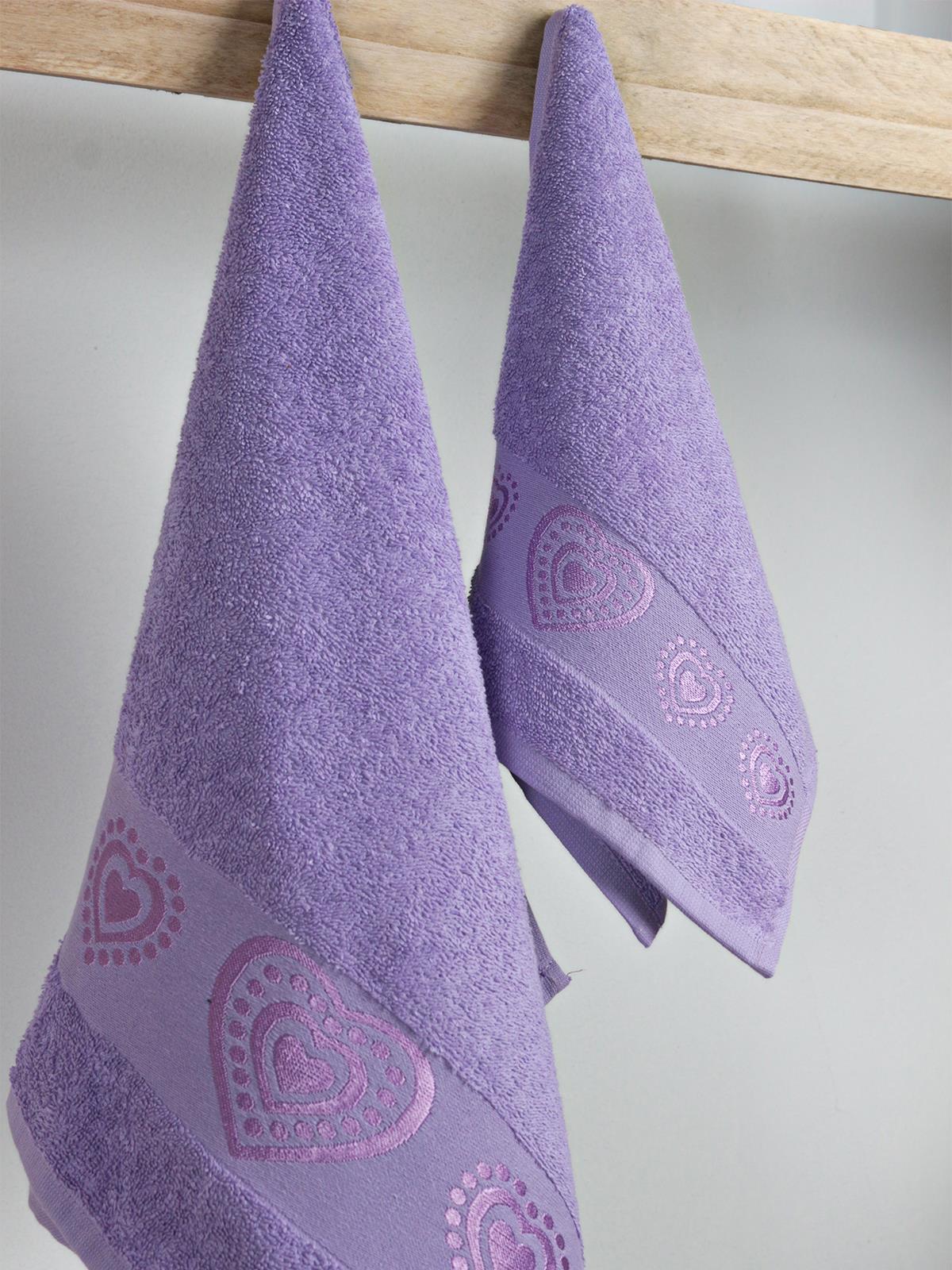 Love El & Yüz Havlusu – 2’li, %100 Pamuk 30x50 Cm ve 50x90 Cm Lila - Ender Home