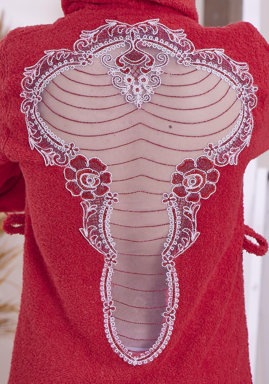 Love Gelin Bornoz Set 5 Parça Dantelli Çeyizlik Takım Kırmızı - Ender Home