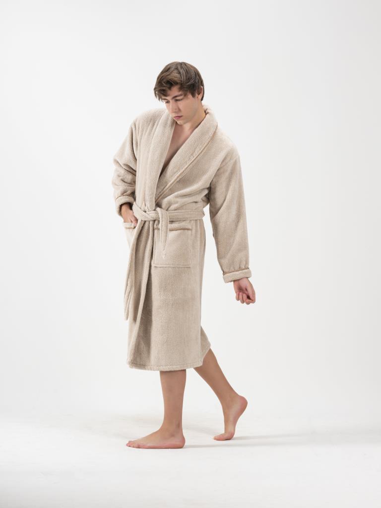 MicroCotton Şalyaka Bornoz – %100 Pamuk, Unisex Bej - Ender Home