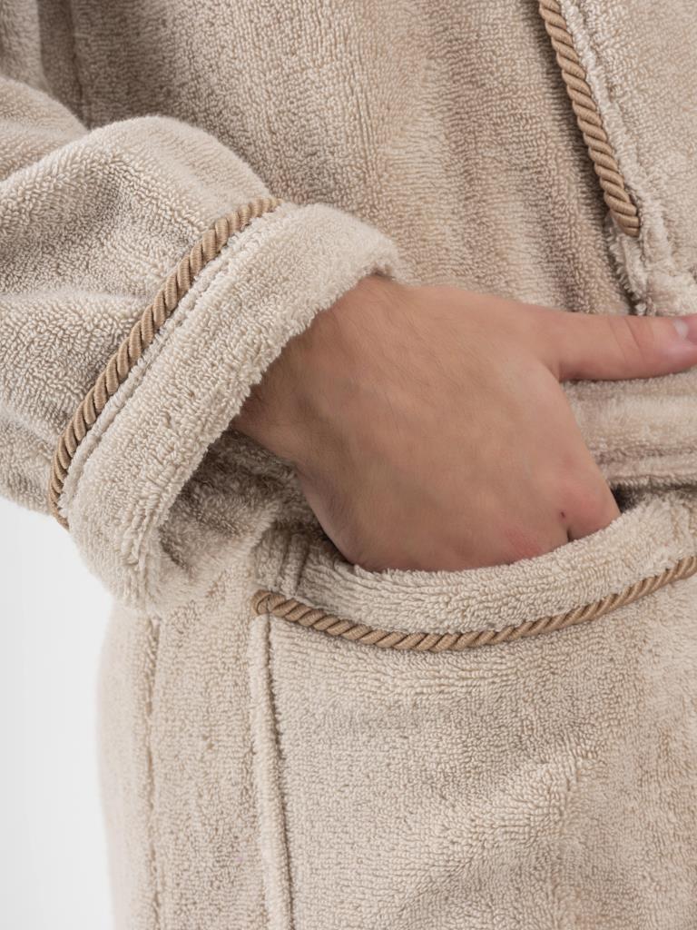 MicroCotton Şalyaka Bornoz – %100 Pamuk, Unisex Bej - Ender Home