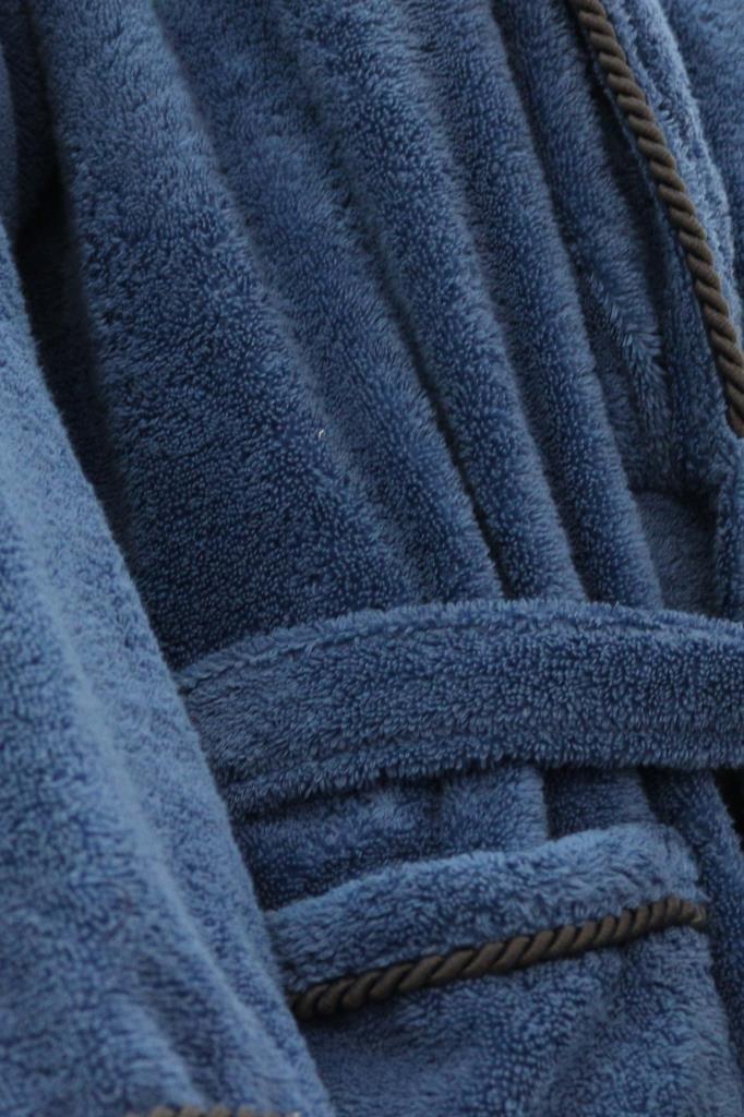 MicroCotton Şalyaka Bornoz – %100 Pamuk, Unisex Mavi - Ender Home