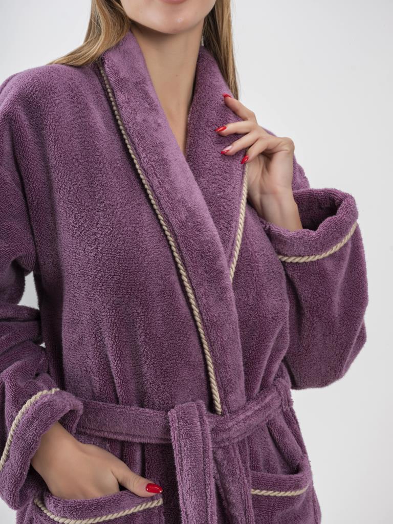 MicroCotton Şalyaka Bornoz – %100 Pamuk, Unisex Mor - Ender Home