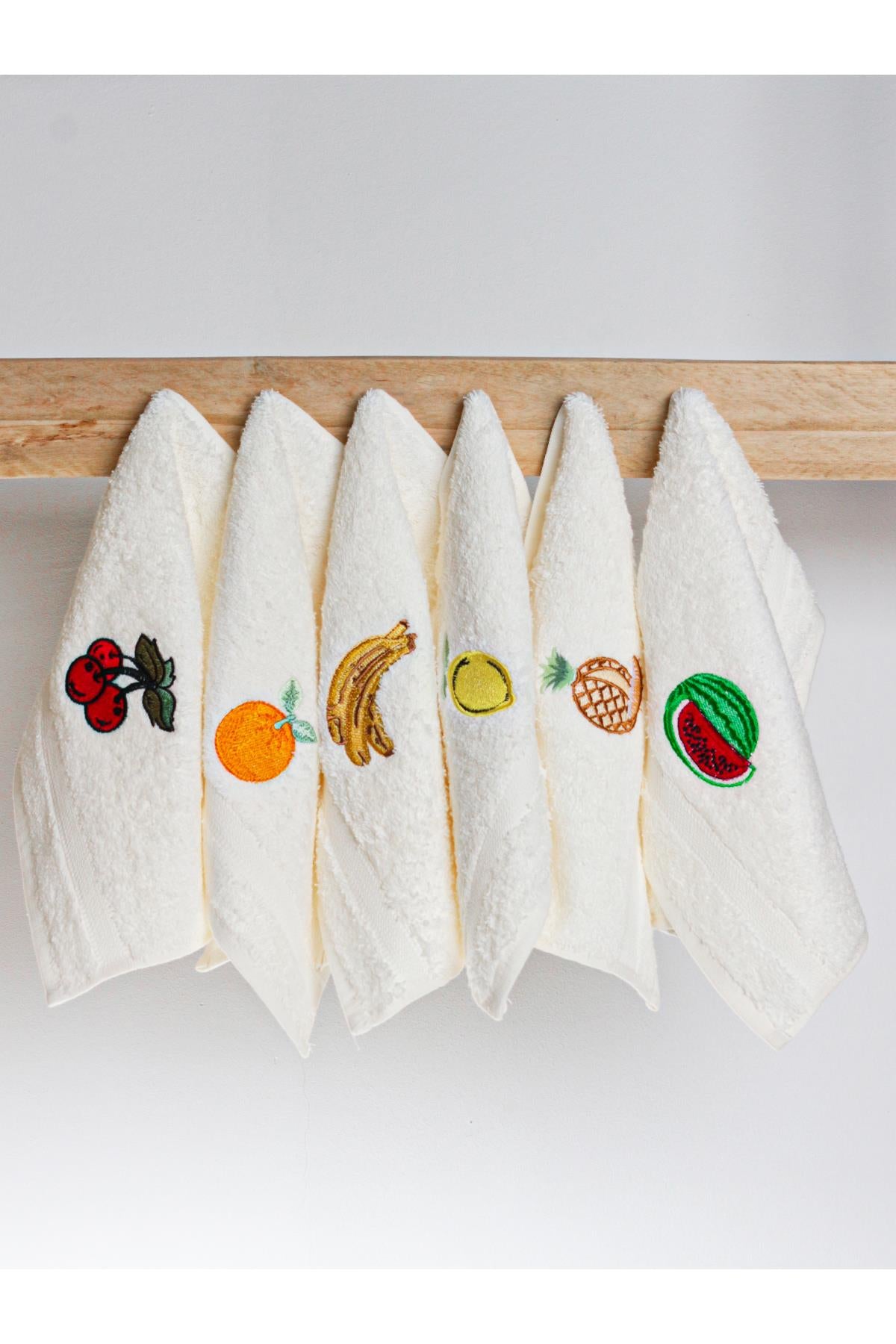 MoodKitchen 6’lı Mutfak Havlusu – Meyve Desenli, 30x30 cm , %100 Pamuk - Ender Home