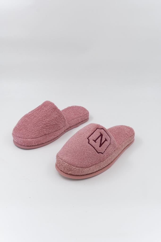 N Harf Nakışlı Banyo Ve Ev Havlu Terliği – %100 Pamuk Kaymaz Kalın Taban - Ender Home