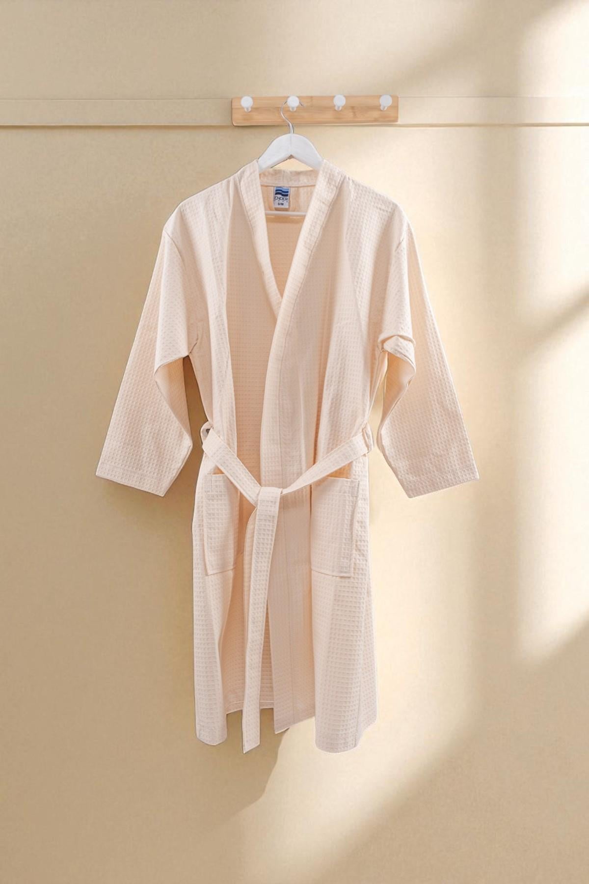 Piquea Kimono Bornoz – %100 Pamuk , Unisex Ekru - Ender Home