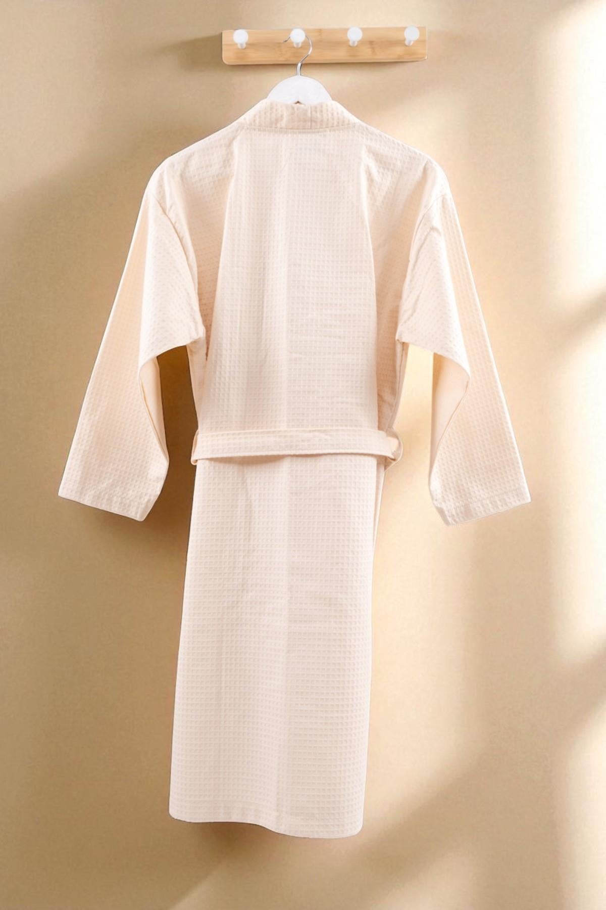 Piquea Kimono Bornoz – %100 Pamuk , Unisex Ekru - Ender Home