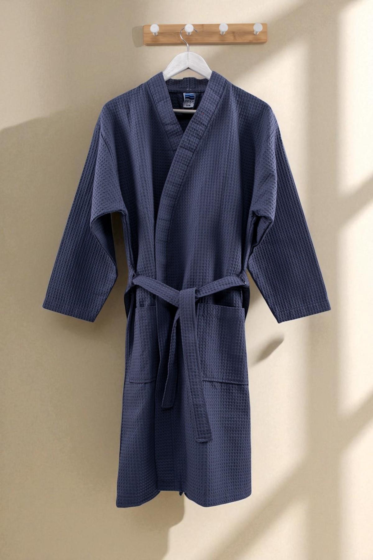 Piquea Kimono Bornoz – %100 Pamuk , Unisex Lacivert - Ender Home
